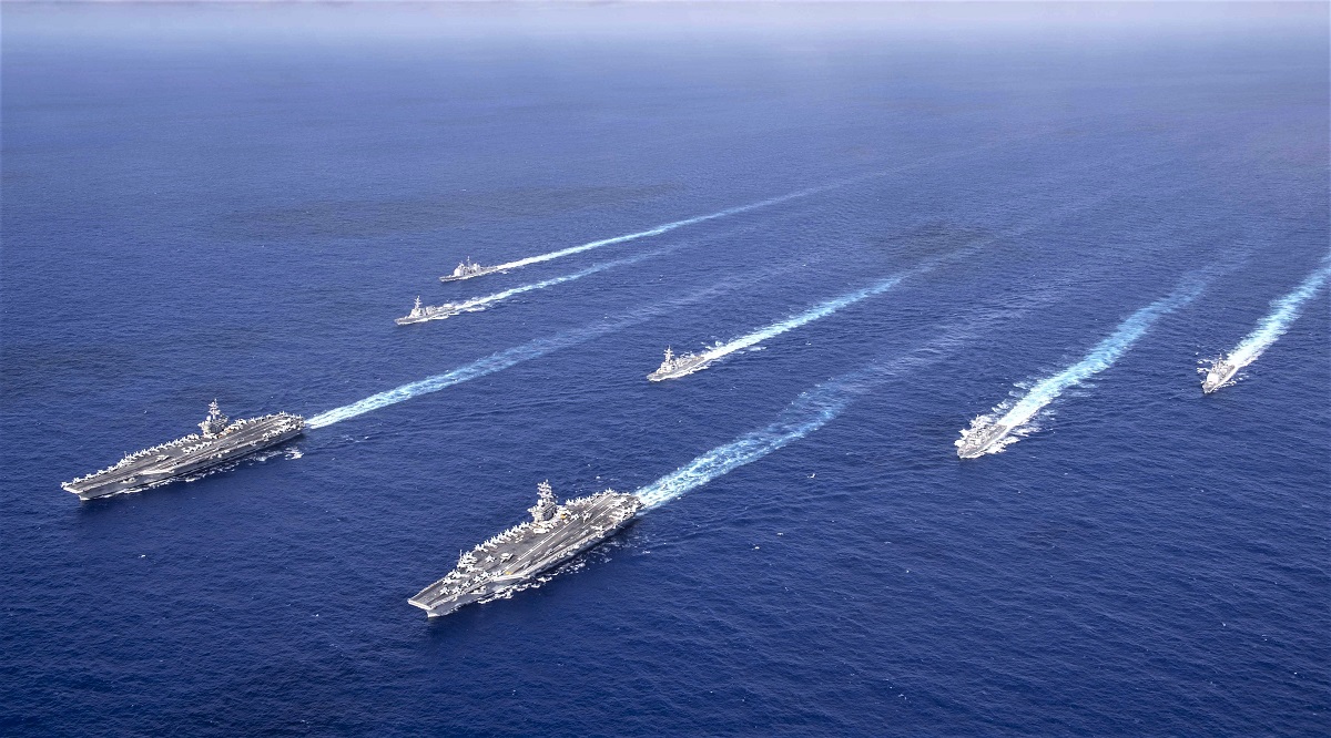 Theodore Roosevelt, Nimitz Carrier Strike Groups Operate Together in Philippine Sea - Naval News